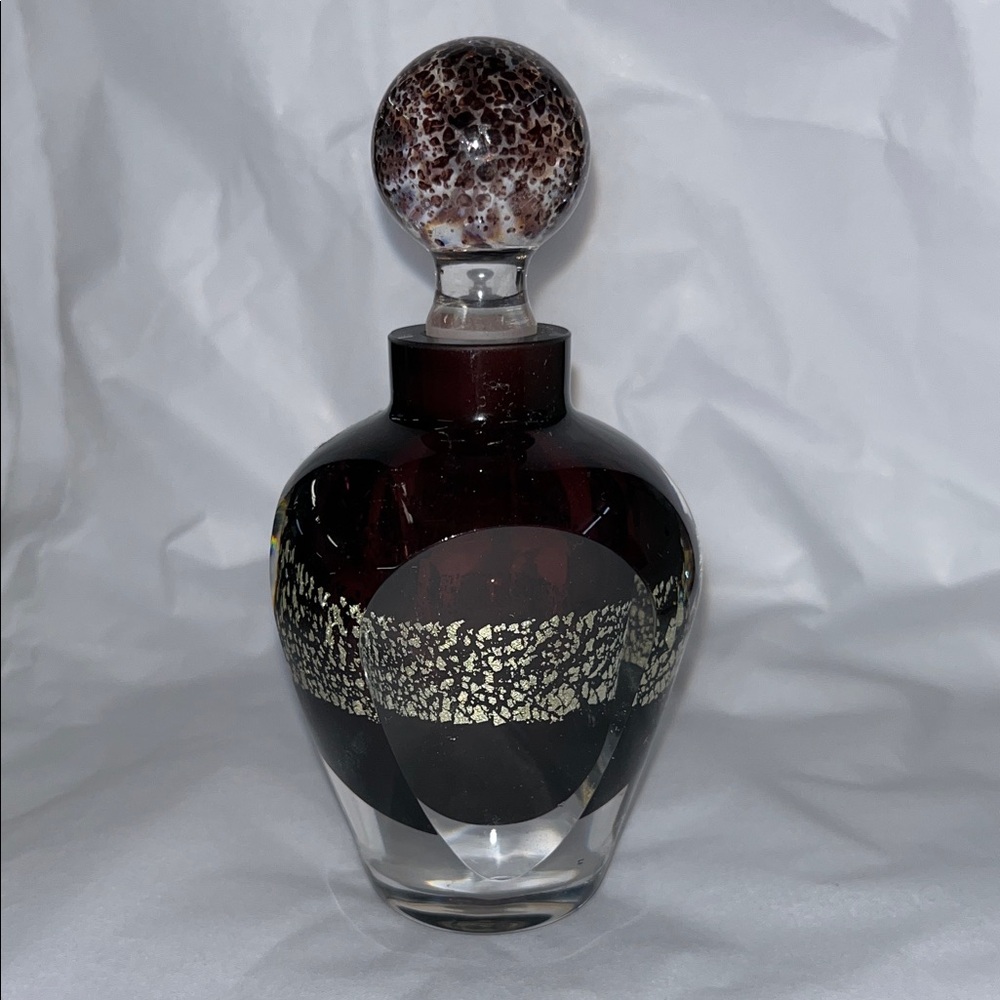 Regalia Art Glass Perfume Bottle with Gold Accents